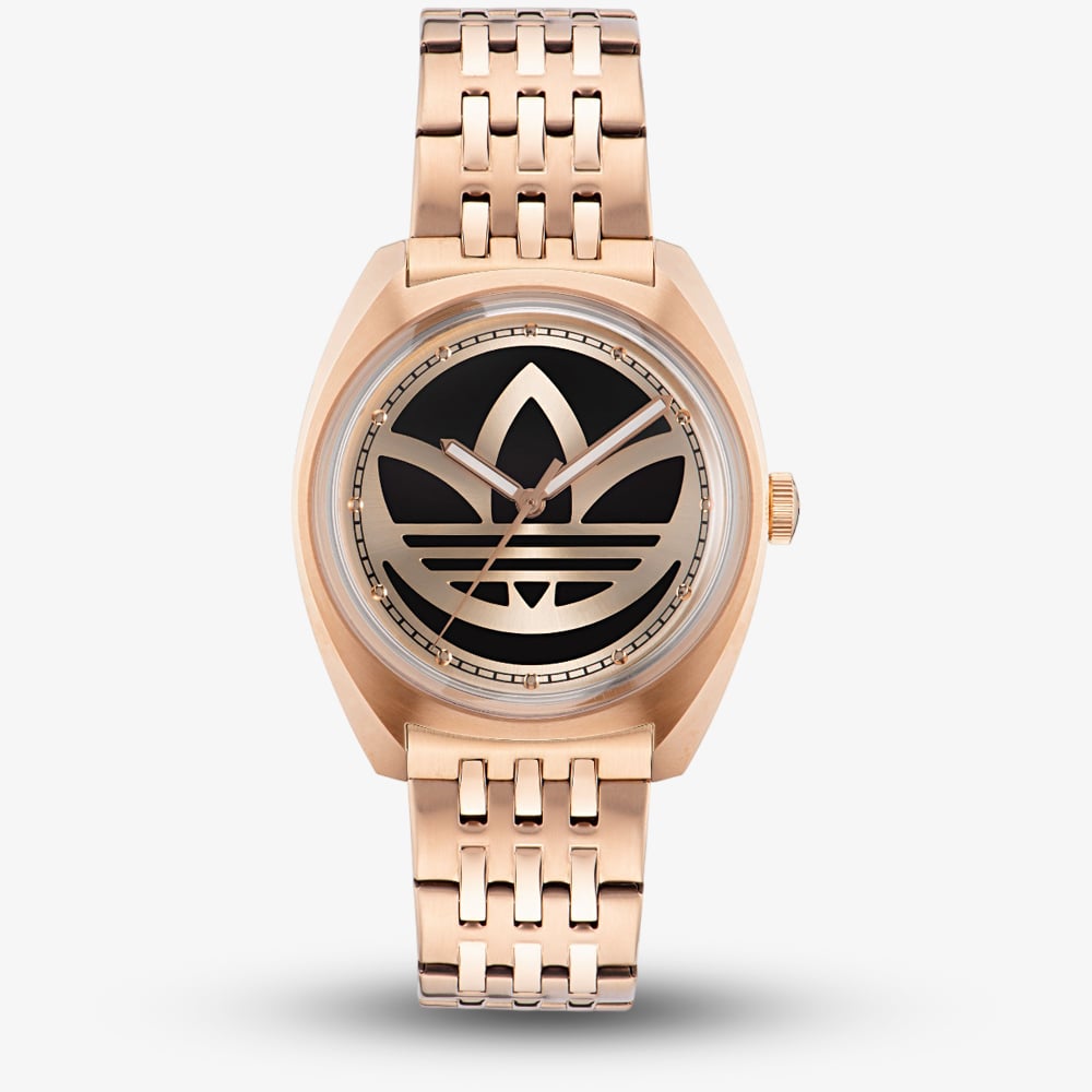 Product photograph of Adidas Unisex Edition One Rose Gold Amp Black Logo Watch Aofh230092i from The Jewel Hut