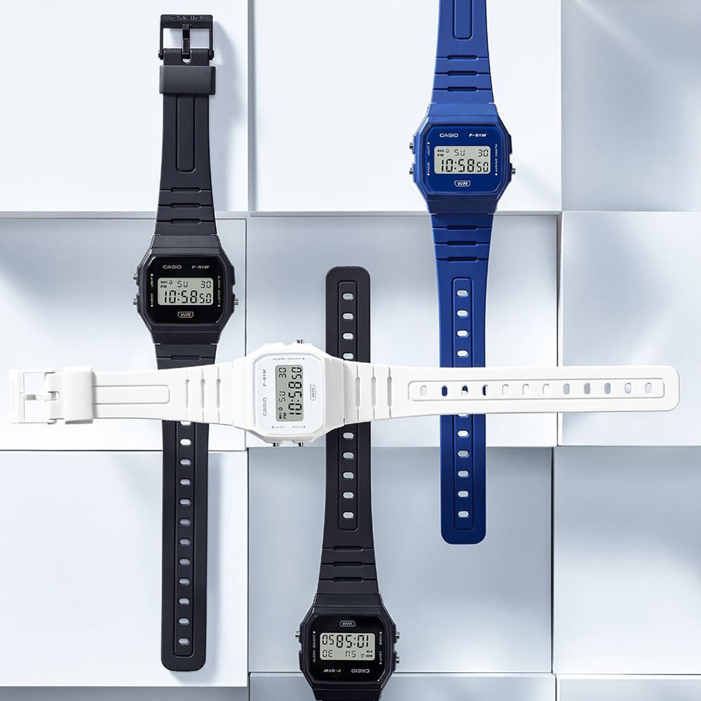 Casio Black Dual Display Digital Watch F-91WB-1AEF