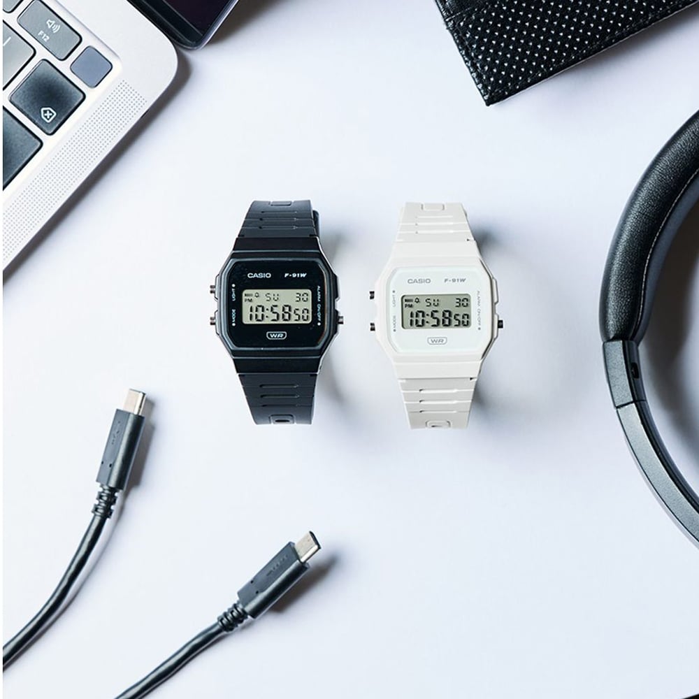 Casio Black Dual Display Digital Watch F-91WB-1AEF