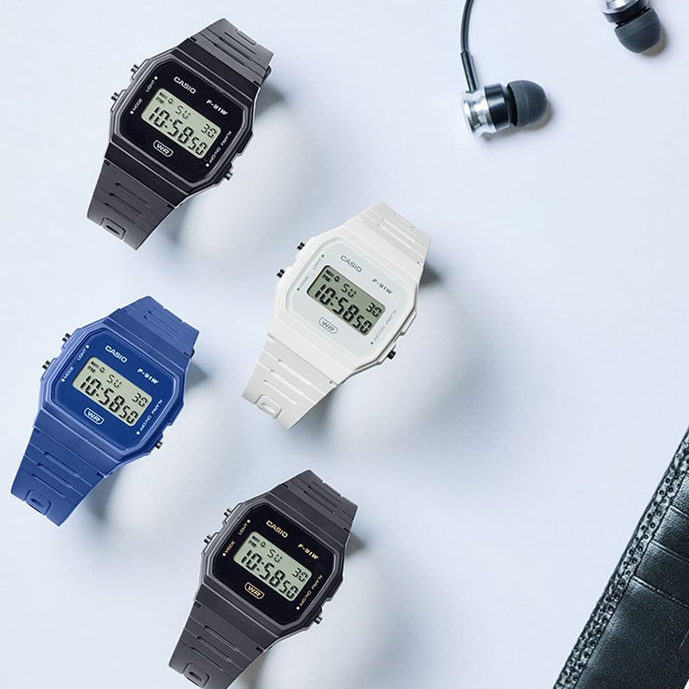 Casio Black Dual Display Digital Watch F-91WB-1AEF