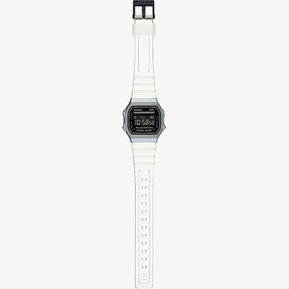 Casio Unisex Clear Rubber Strap Digital Watch A168XES-1BEF