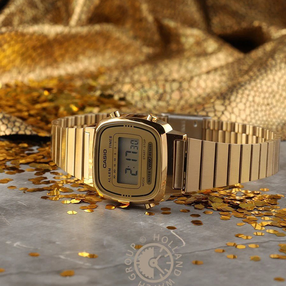 Casio Ladies Vintage Retro Gold Tone Digital Watch LA670WEGA-9EF