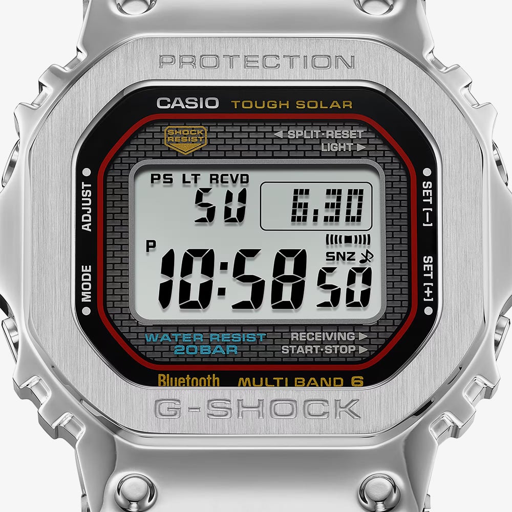 Casio G Shock Full Metal Origin Silver Solar Powered Digital Watch GMW-B5000D-1CER