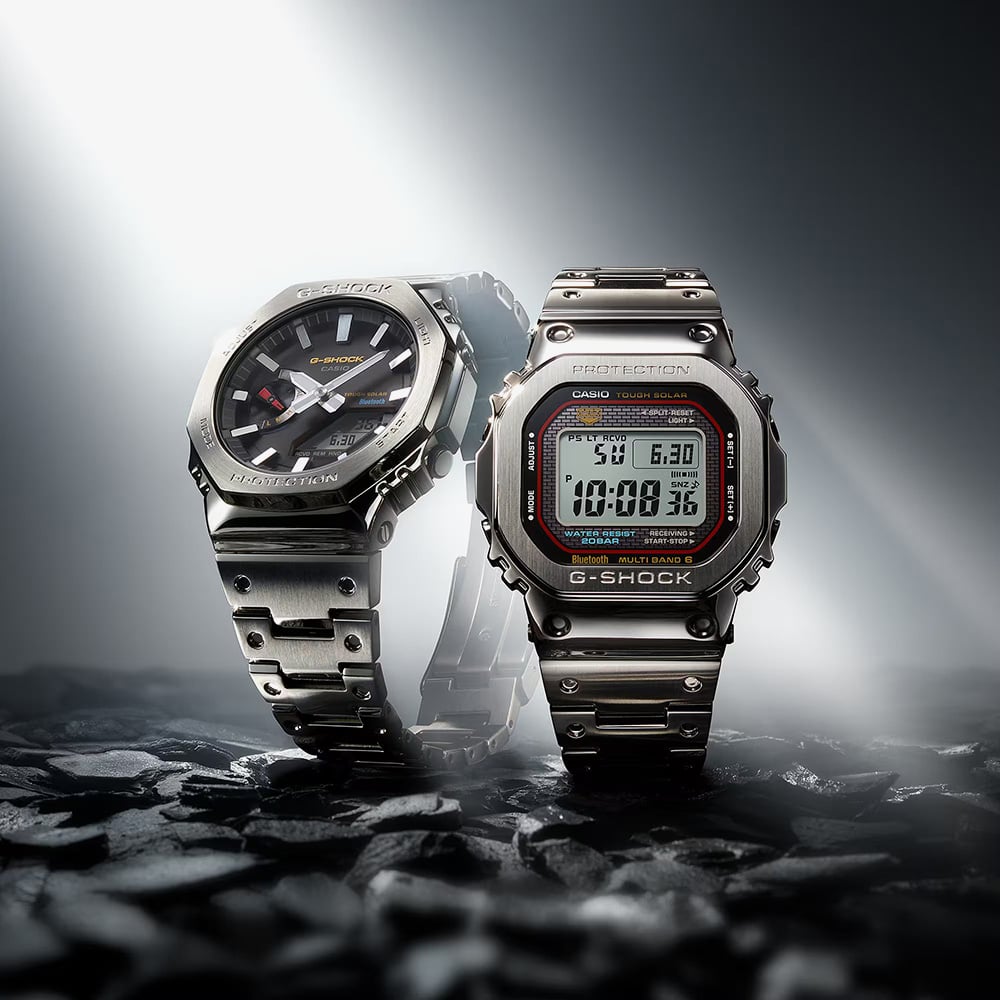 Casio G Shock Full Metal Origin Silver Solar Powered Digital Watch GMW-B5000D-1CER