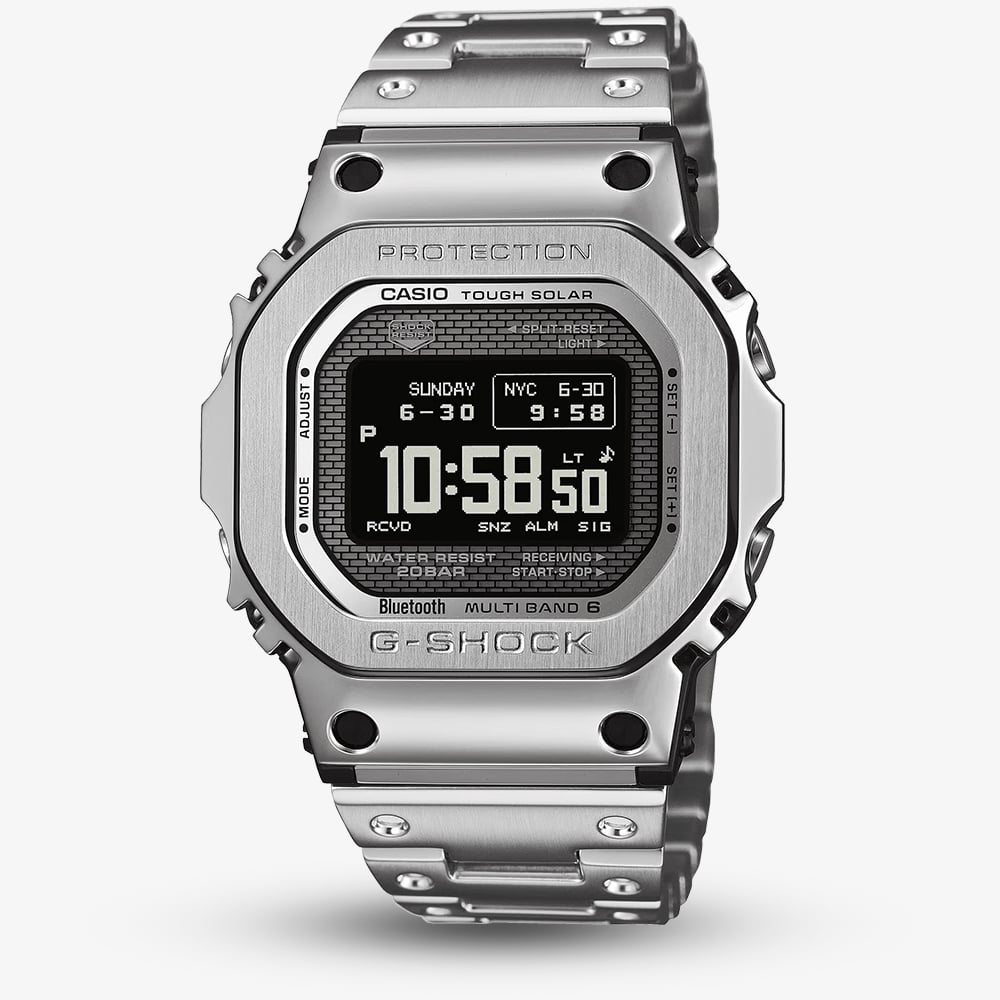 Casio Mens G-Shock Full Metal Origin 5000 Series Silver Digital Solar Bracelet Watch GMW-BZ5000D-1ER