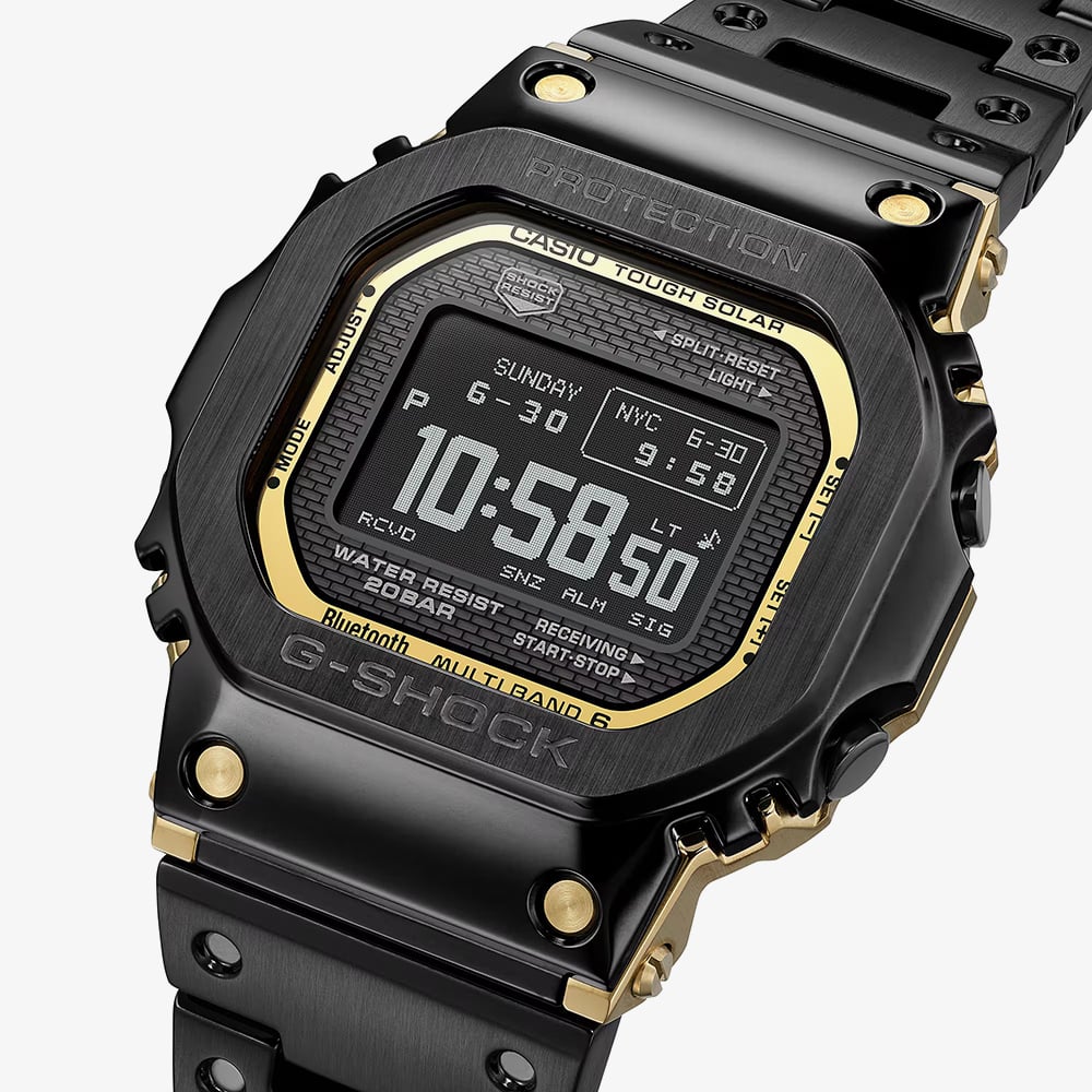 Casio Mens G-Shock Full Metal Origin 5000 Series Black & Gold Digital Solar Bracelet Watch GMW-BZ5000BD-1ER