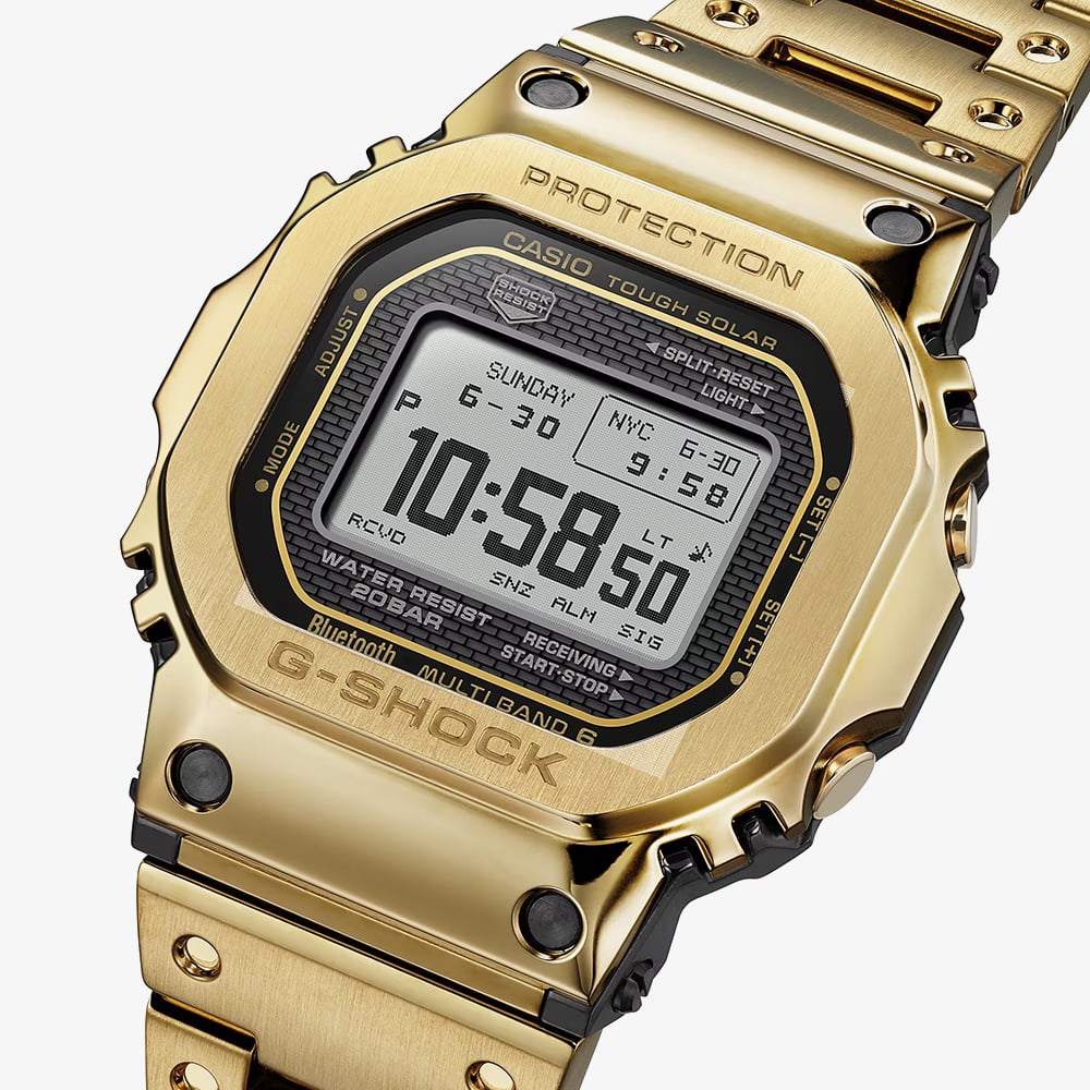 Casio Mens G-Shock Full Metal Origin 5000 Series Gold Plated Digital Solar Bracelet Watch GMW-BZ5000GD-9ER