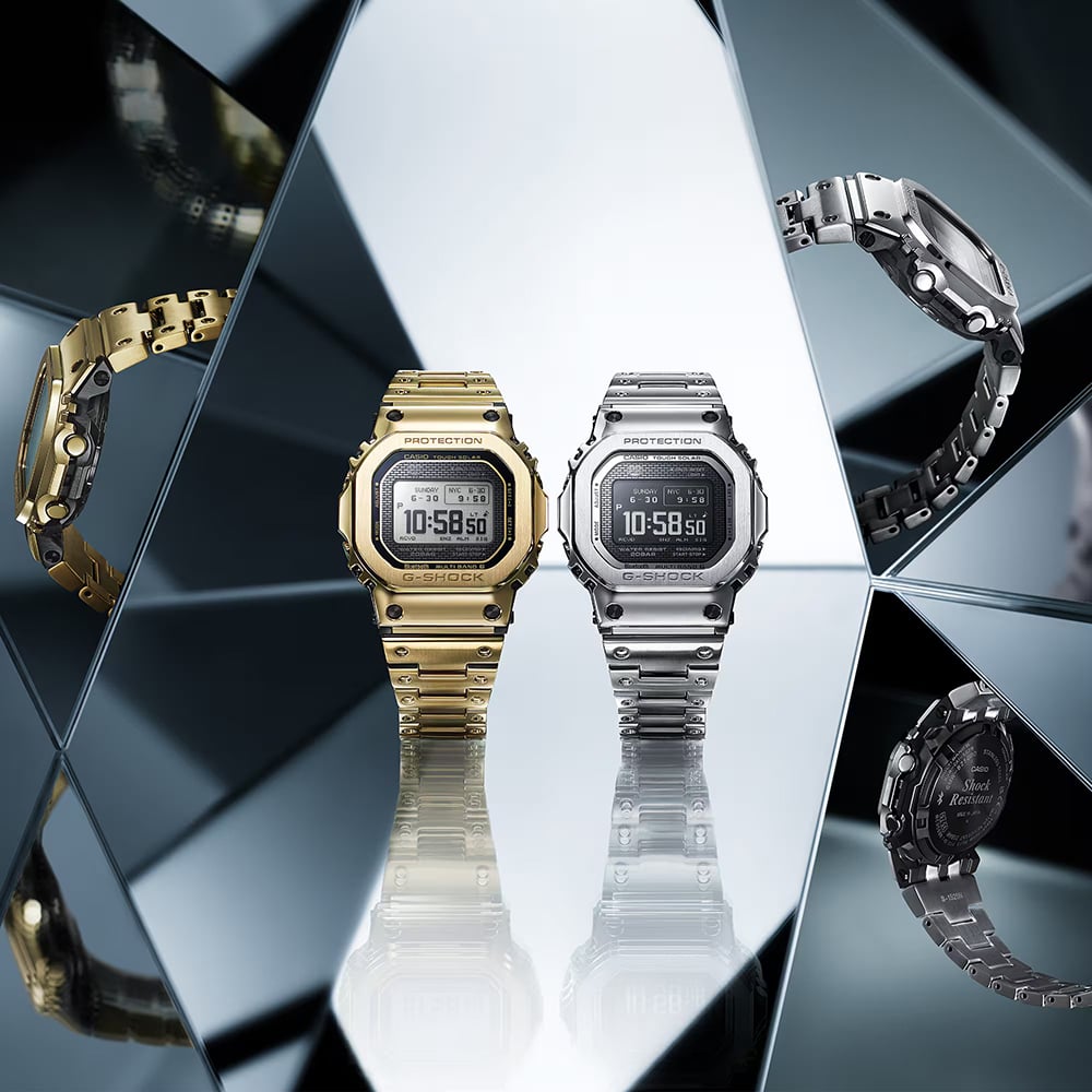 Casio Mens G-Shock Full Metal Origin 5000 Series Gold Plated Digital Solar Bracelet Watch GMW-BZ5000GD-9ER