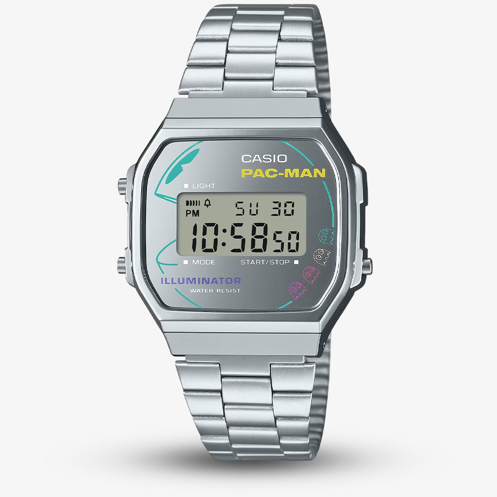 Casio Pac-man Digital Silver Bracelet Watch A168WEPC-7AER