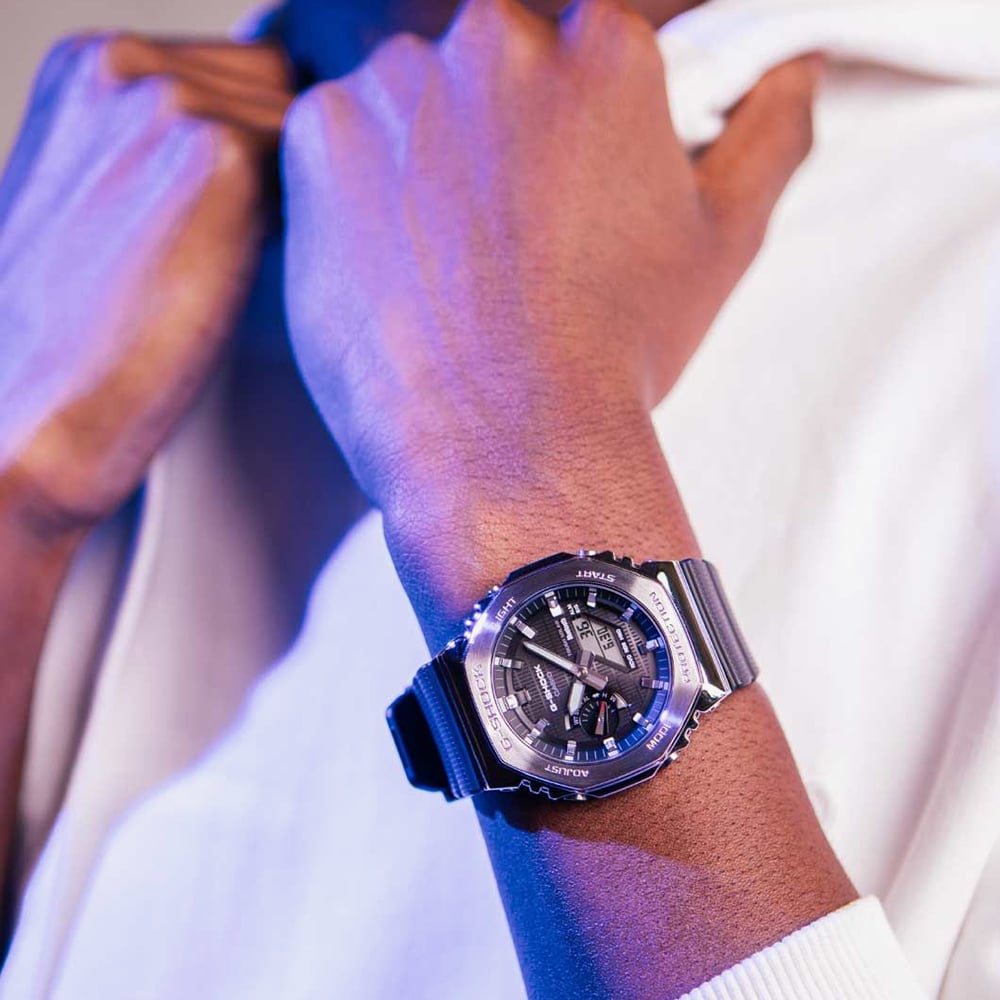 Casio G-Shock Metal Covered 2100 Black & Silver Watch GBM-2100-1AER
