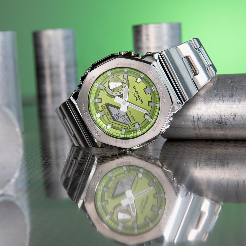 Casio G-Shock Metallic Green Dual Display Watch GM-2110D-3AER