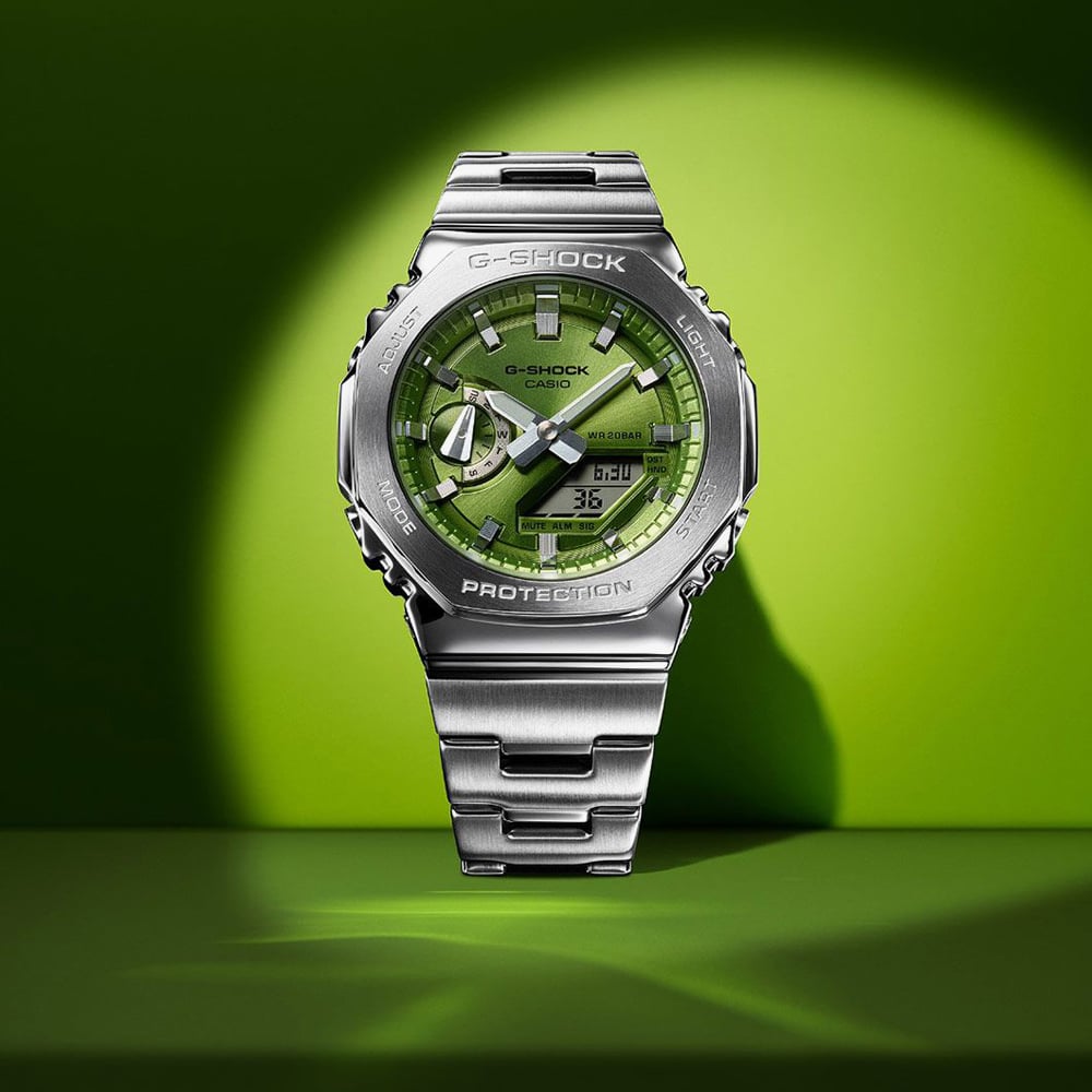 Casio G-Shock Metallic Green Dual Display Watch GM-2110D-3AER