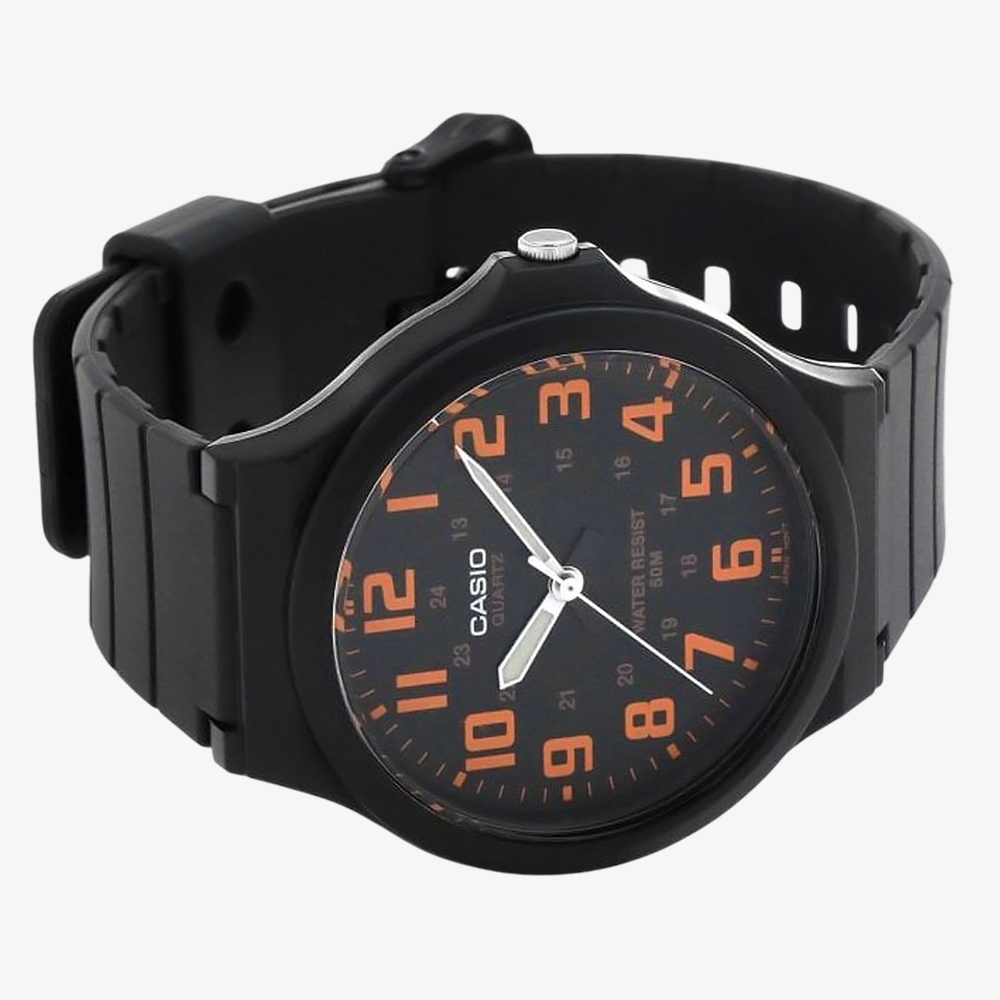 Casio Mens Analogue Black And Orange Dial Watch MW-240-4BVEF