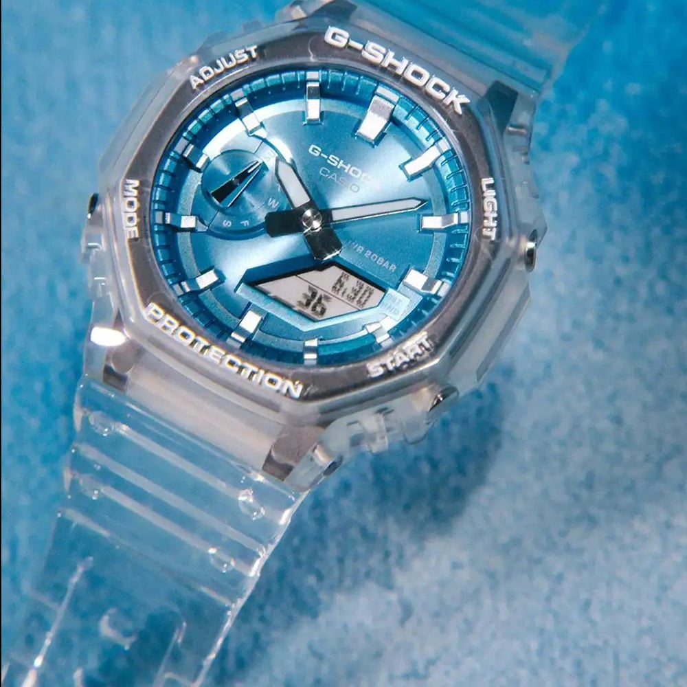Casio Unisex G-Shock Metallic Blue Dual Display Watch GA-2100BM-7A2ER