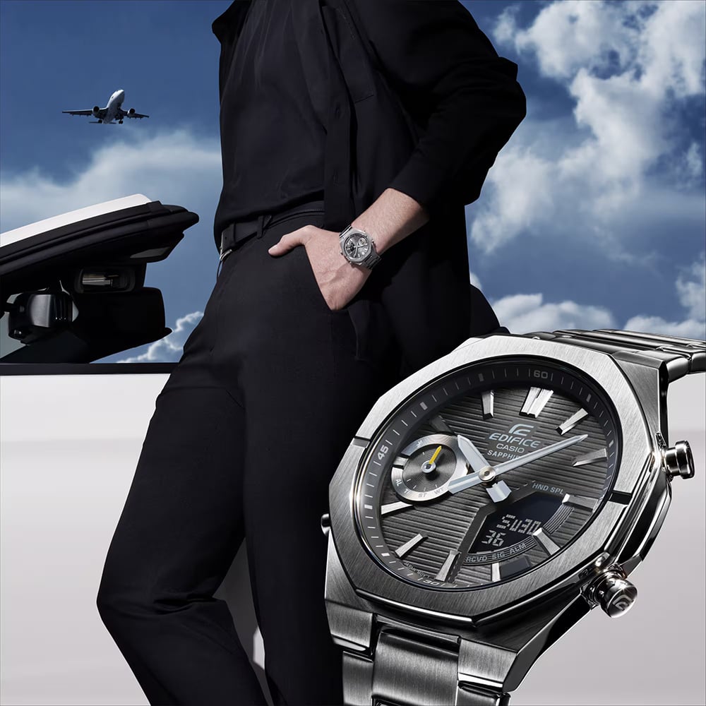 Casio Mens Edifice Grey Dial Dual Display Smart Watch ECB-S10D-8AEF