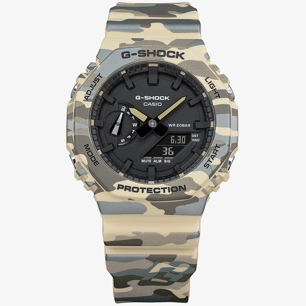 Casio Mens G-Shock 2100 Series Green Camo Strap Watch GA-2100CM-5AER