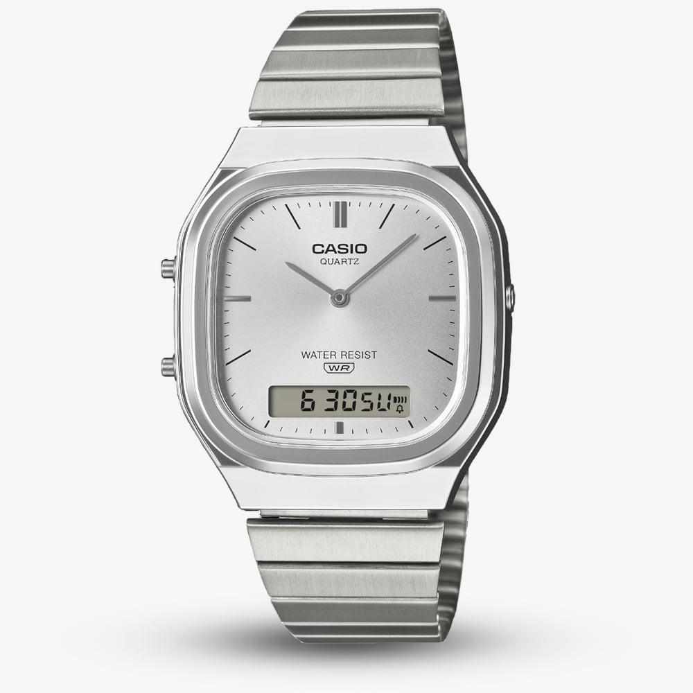 Casio Silver Vintage Dual-Display Silver Dial Watch