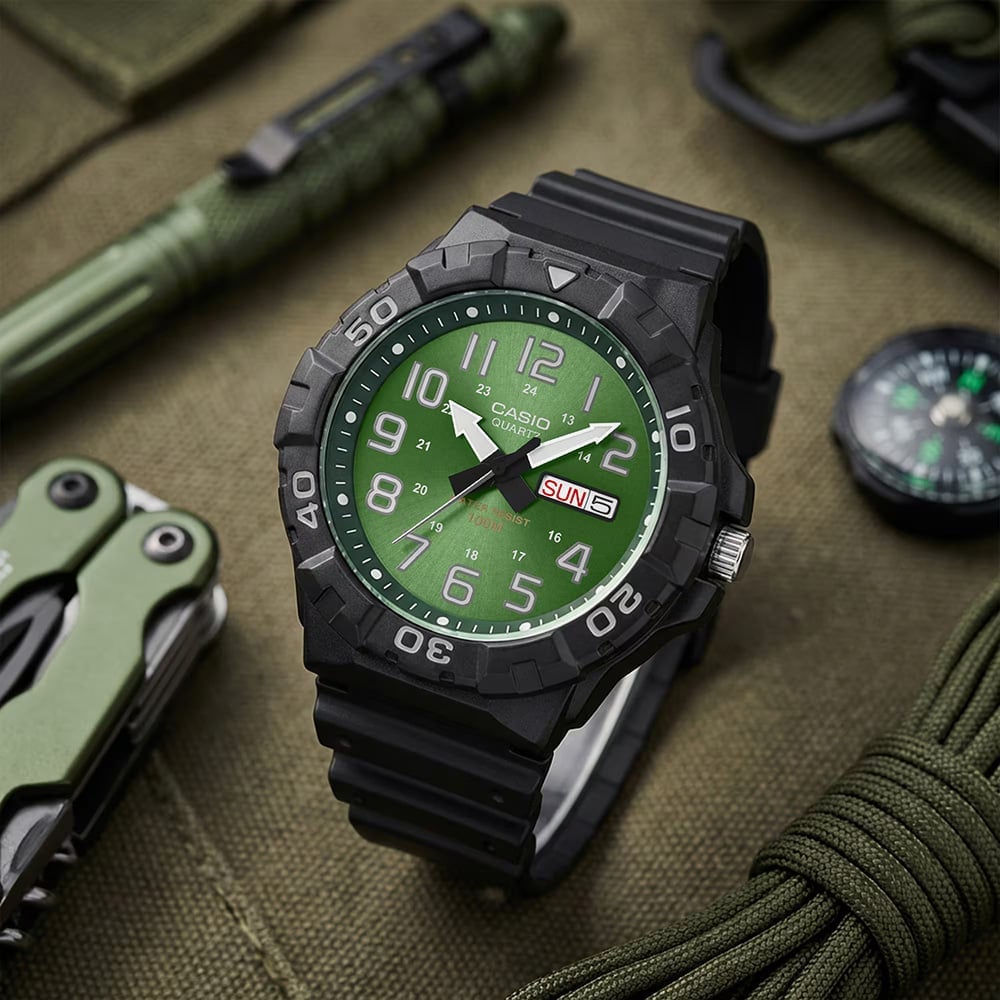 Casio Mens Green Face Series Day Date Watch MRW-210H-3BVEF