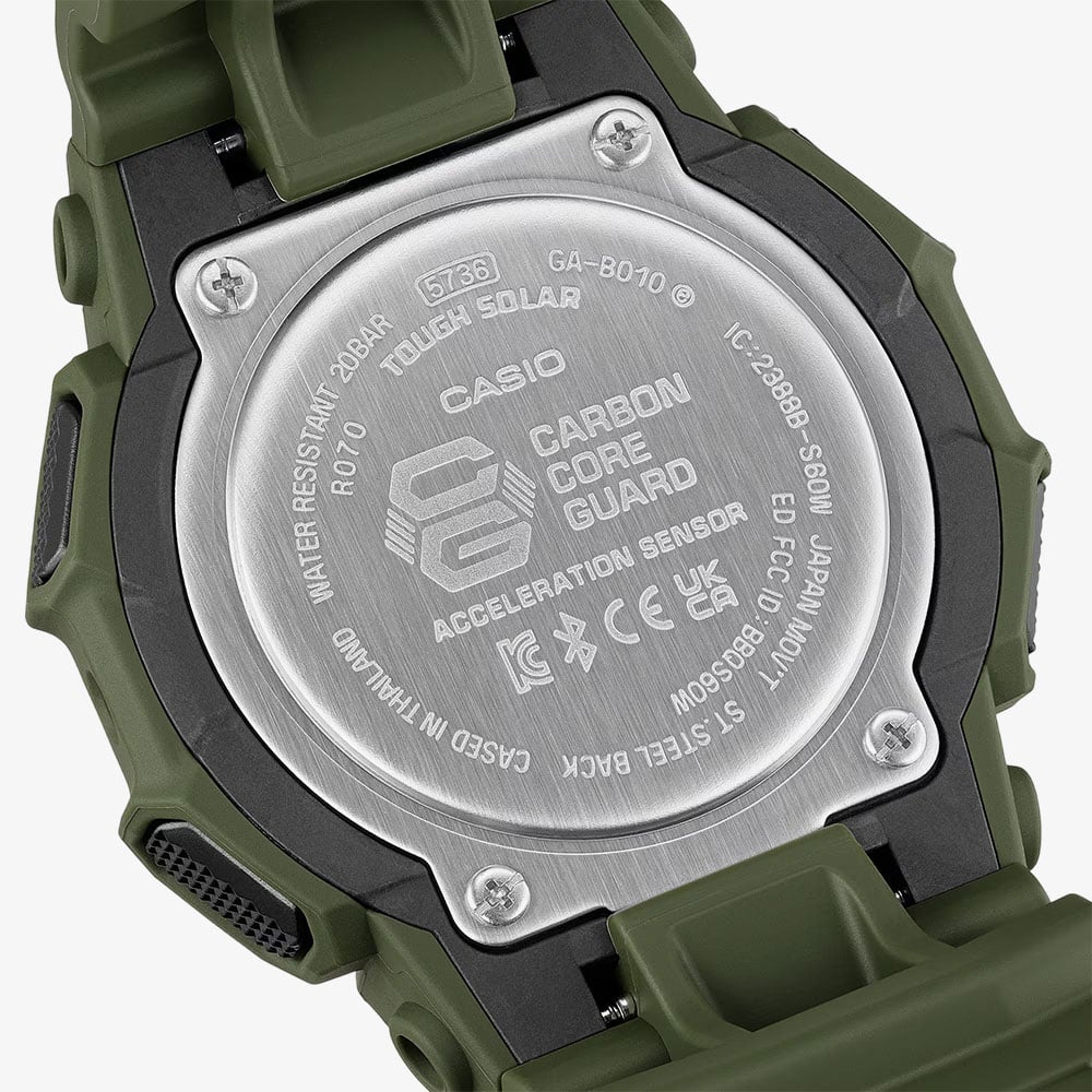 Casio Mens G-Shock Dual Display Green Plastic Strap Smart Watch GA-B010-3AER