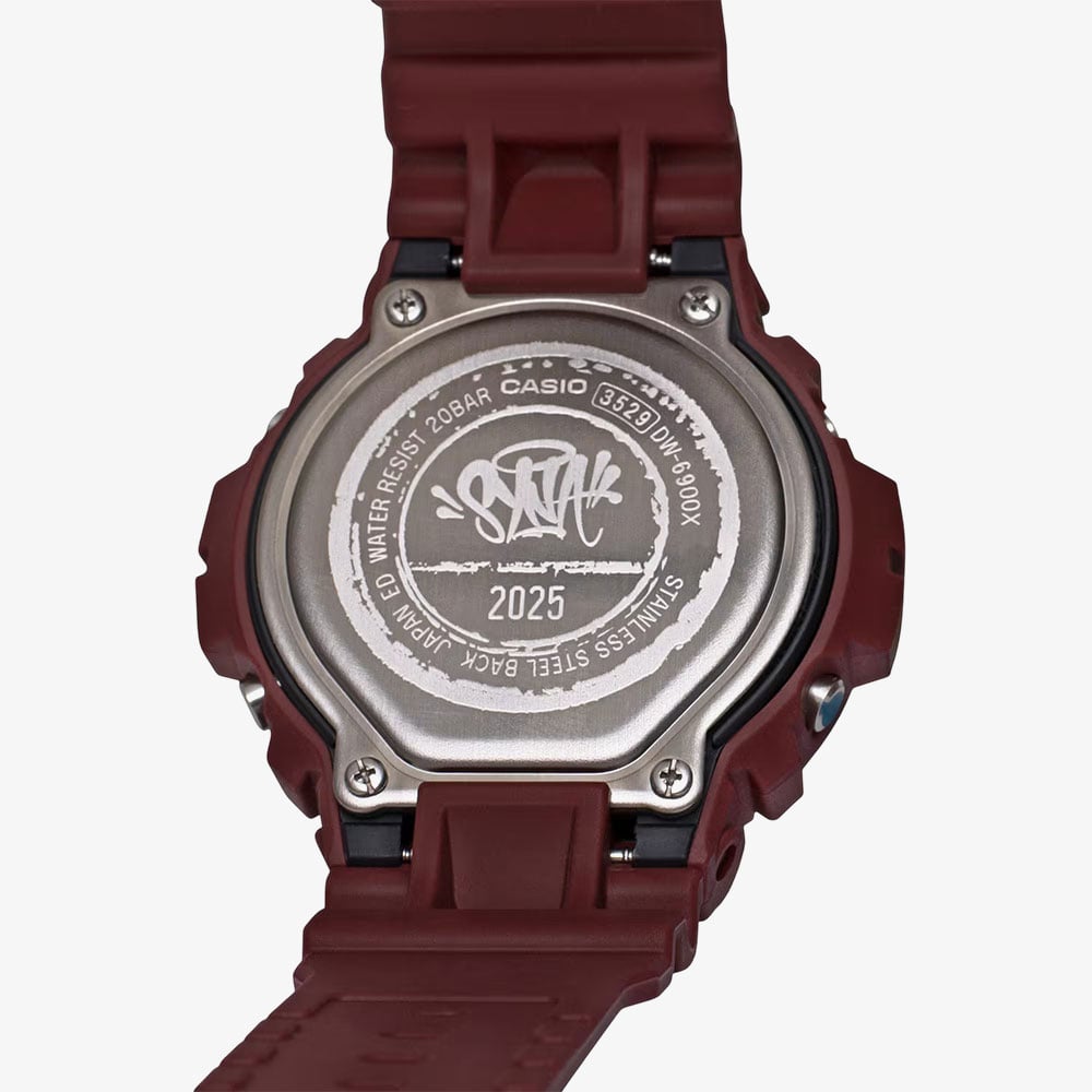 Casio Mens Limited Edition G-Shock x Syna Digital Red Plastic Strap Watch DW-6900CC25-4ER