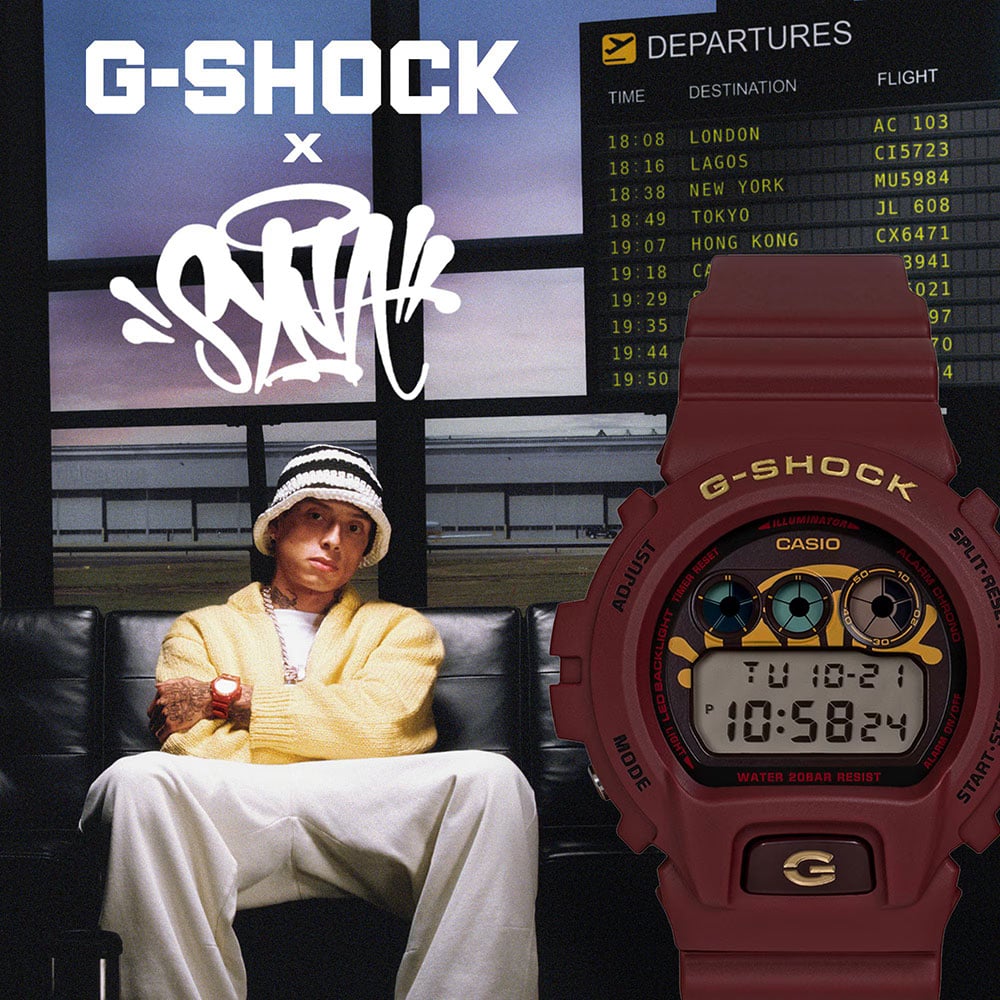 Casio Mens Limited Edition G-Shock x Syna Digital Red Plastic Strap Watch DW-6900CC25-4ER