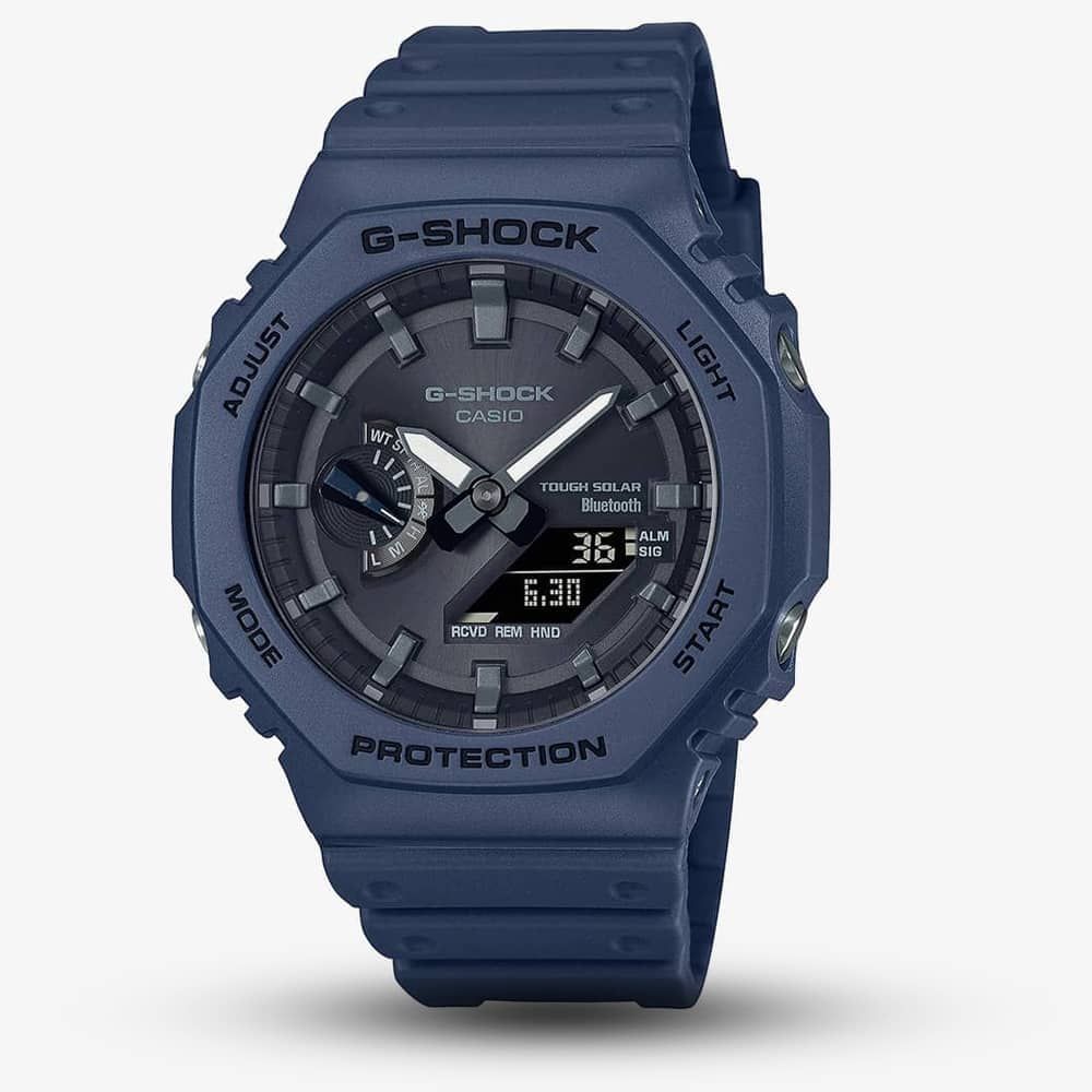 Product photograph of Casio G-shock Blue Octagon Bluetooth Smartwatch Ga-b2100-2aer from The Jewel Hut