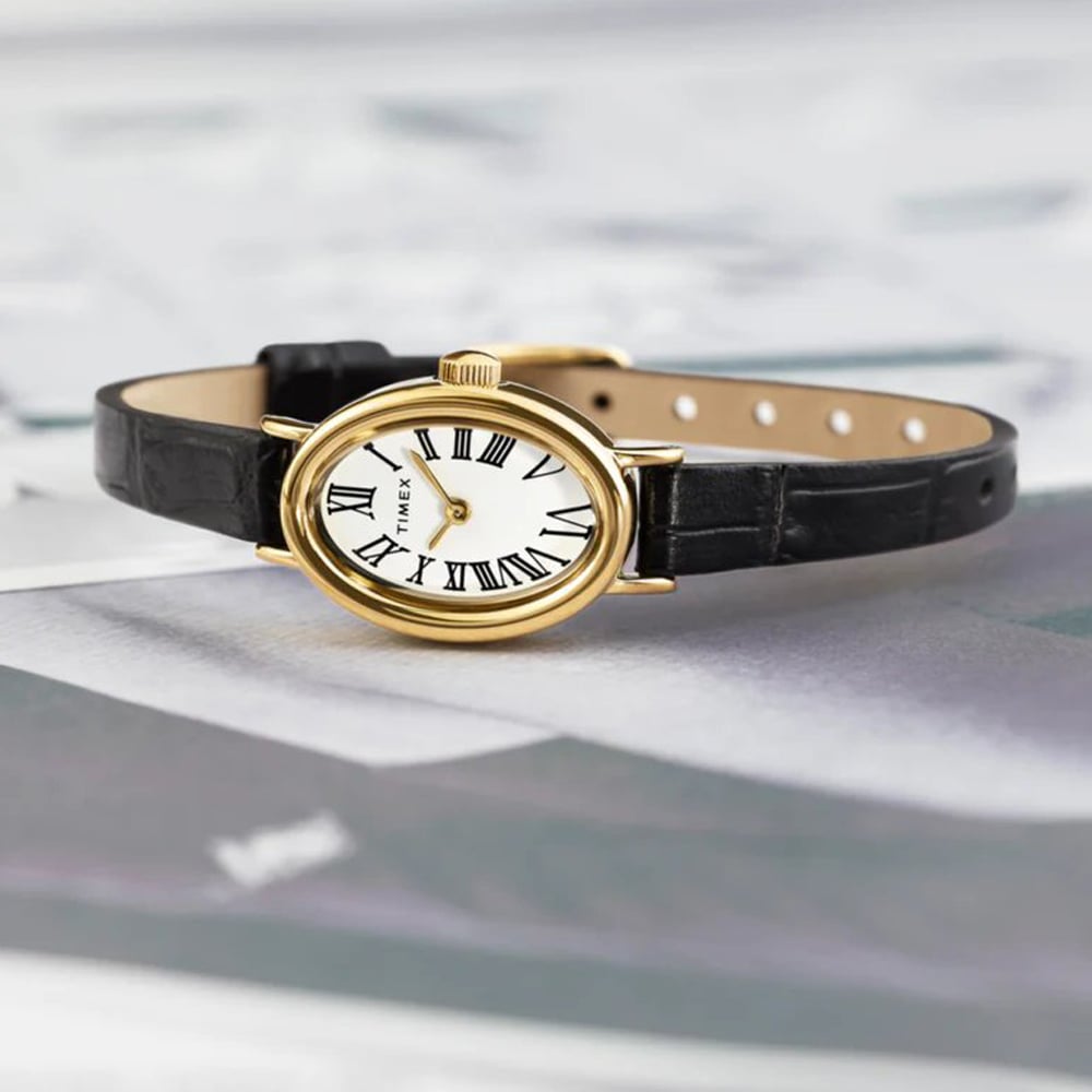 Timex Ladies Cavatina Black Leather Strap Watch TW2W78300