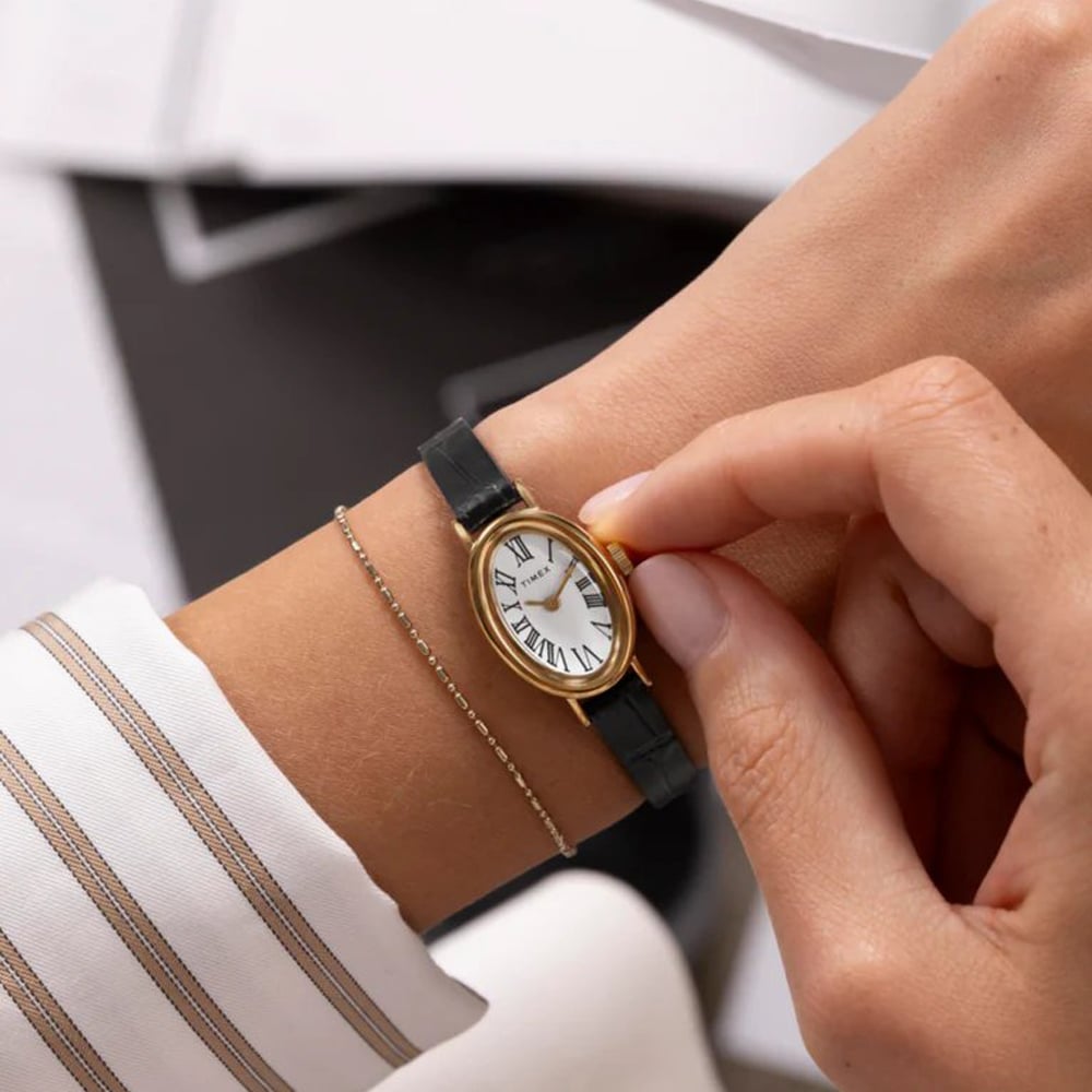 Timex Ladies Cavatina Black Leather Strap Watch TW2W78300
