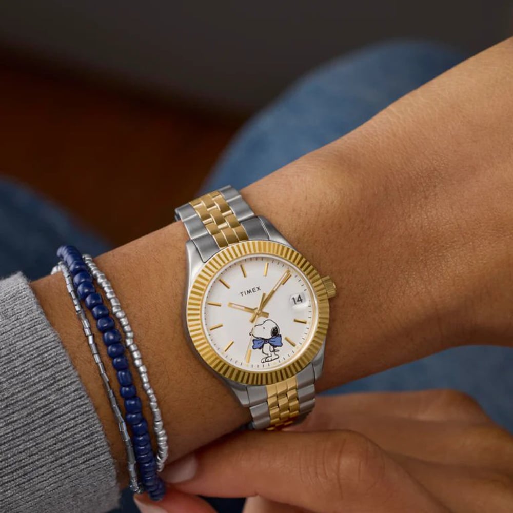 Timex Ladies X Peanuts Two-Tone Legacy Bowtie White Dial Watch TW2Y11100