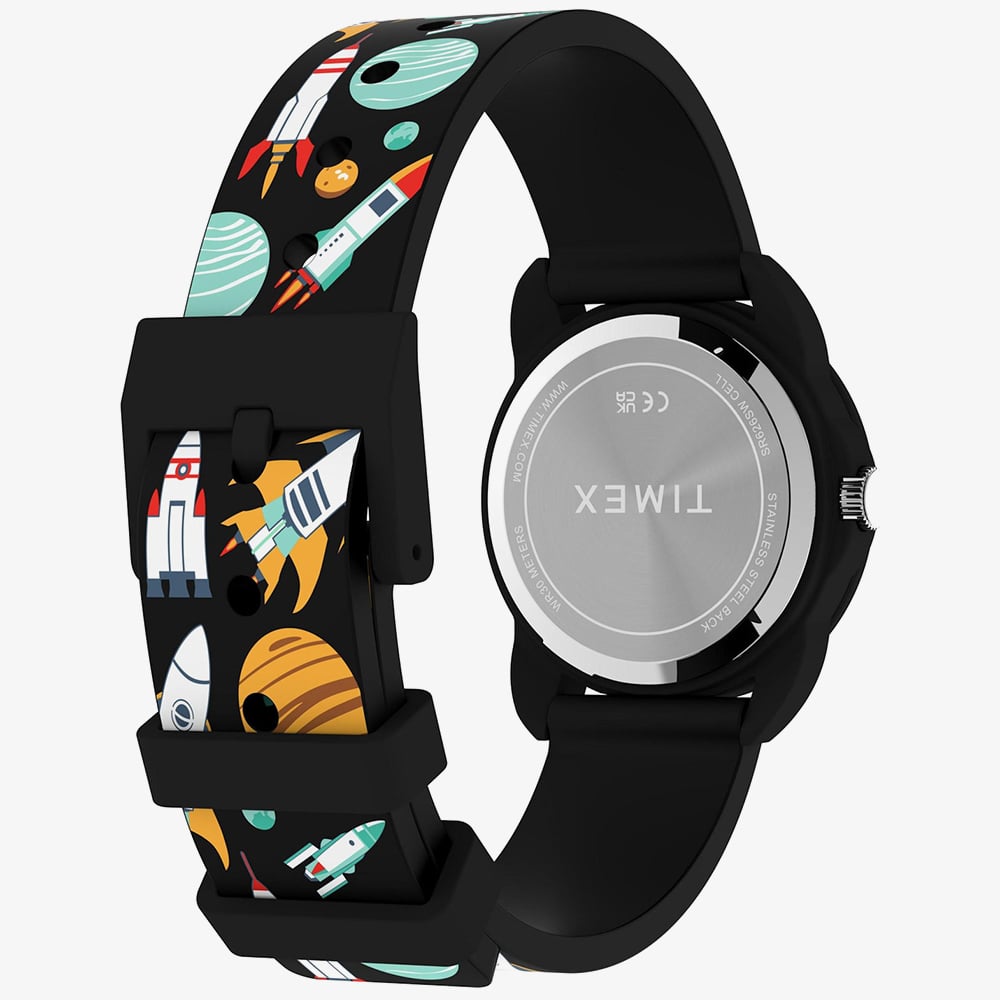 Timex Childrens Time Teacher NASA Space Themed Black Rubber Strap Watch TW2Y59800