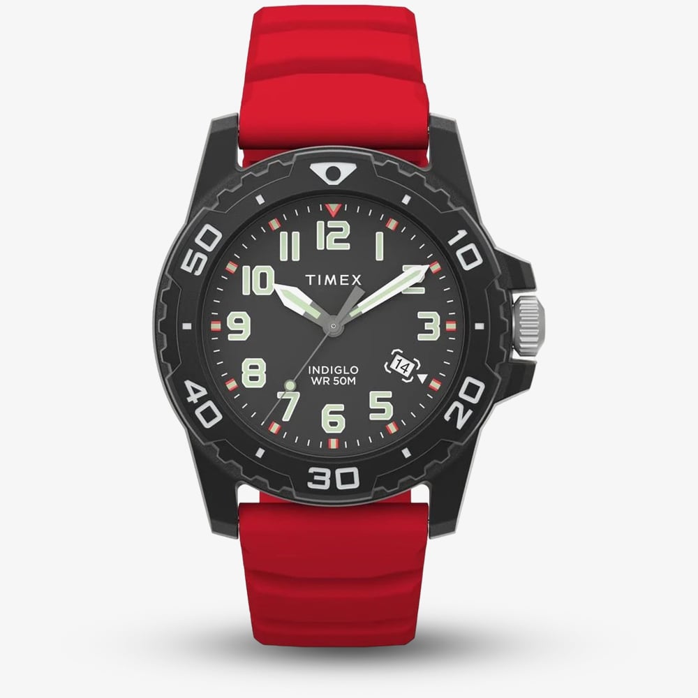 Timex Diver Style Red Rubber Strap Watch TW5M610004