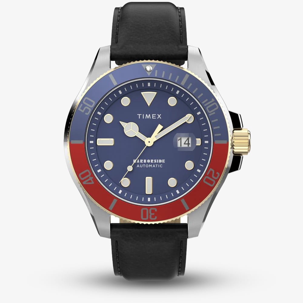 Product photograph of Timex Mens Harborside Harborside Red Amp Blue Black Leather Watch Tw2v72200 from The Jewel Hut