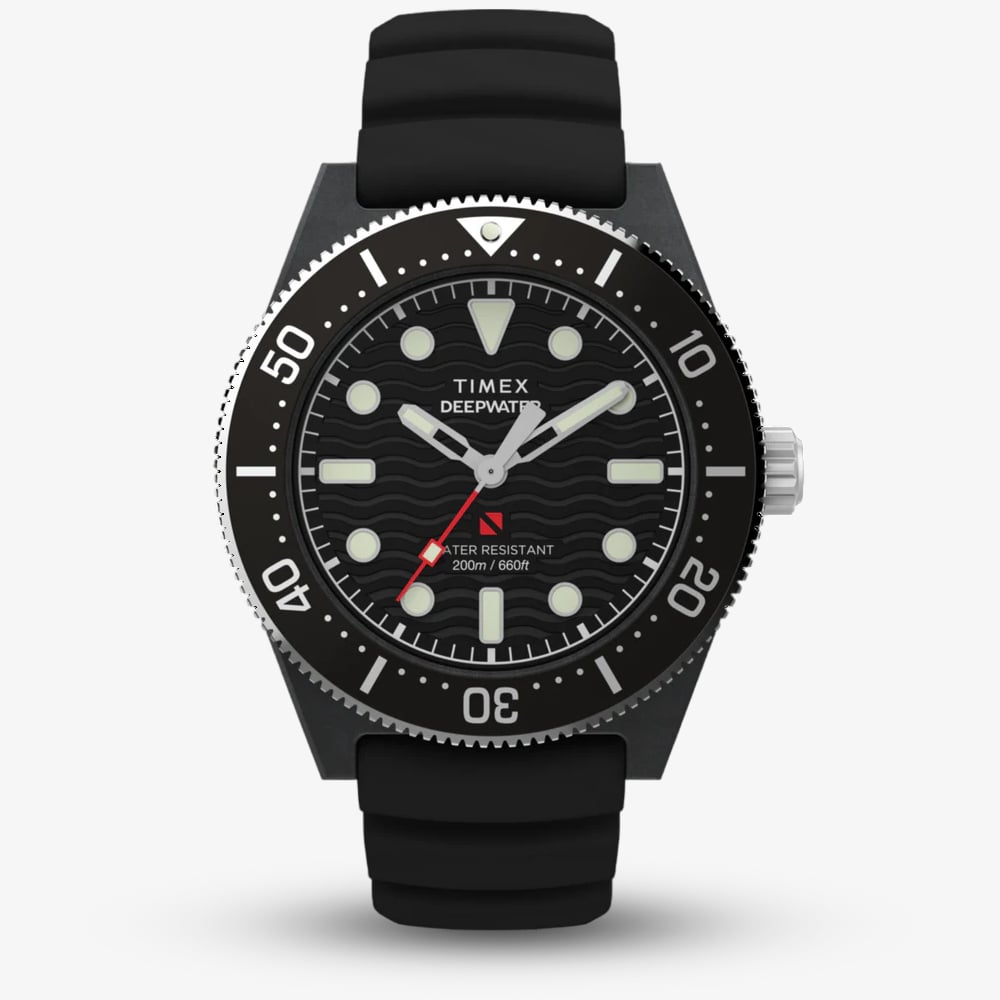 Timex Mens Deep Water Reef Black Rubber Strap Watch TW2Y02200