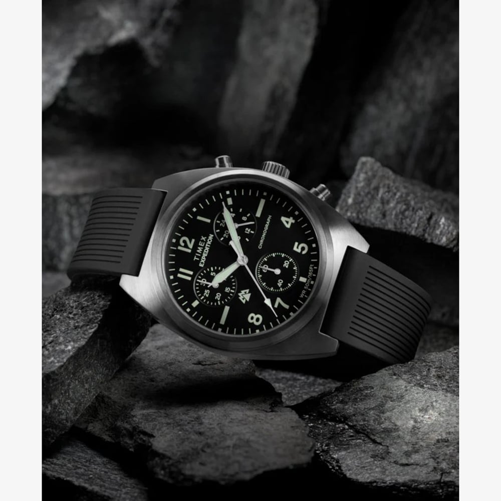 Timex Mens Expendition Capstone Chronograph Black Rubber Strap Watch TW2Y61000