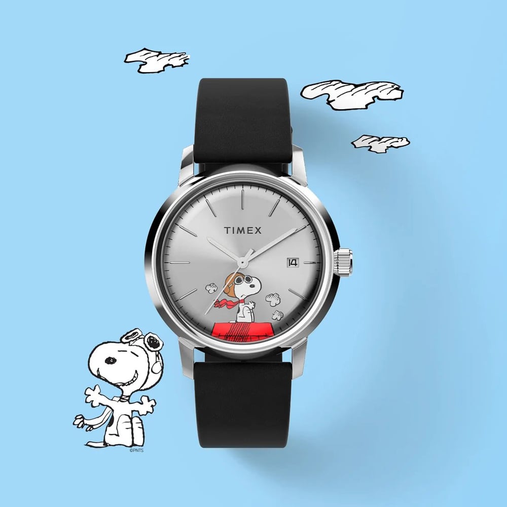 Timex Mens Marlin Automatic x Peanuts Snoopy Flying Ace Leather Watch TW2W49600