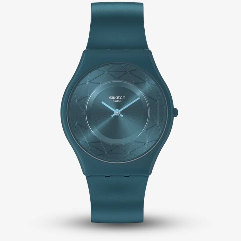 Product photograph of Swatch Auric Whisper Blue Silicone Watch Ss08n116 from The Jewel Hut