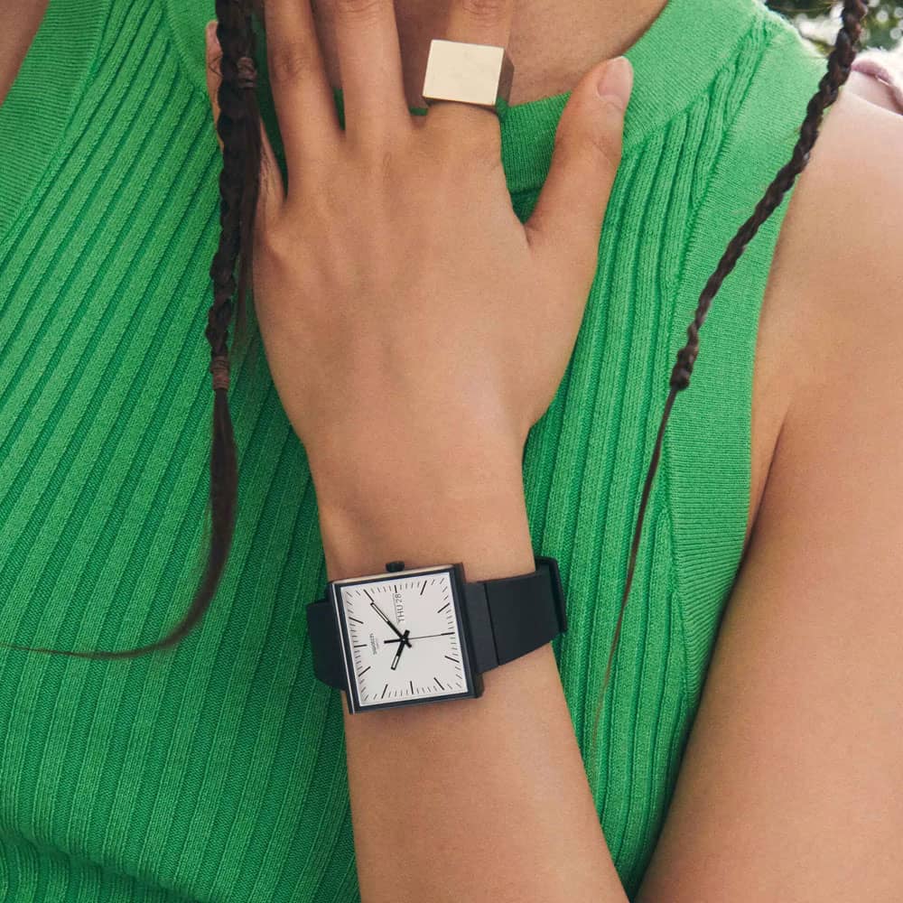 Swatch What If Square Black Watch SO34B700