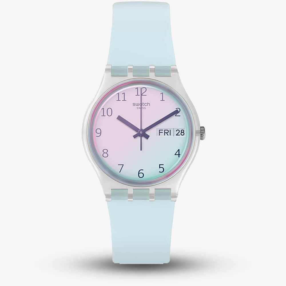 Product photograph of Swatch Ultraciel Blue Rubber Strap Watch Ge713 from The Jewel Hut