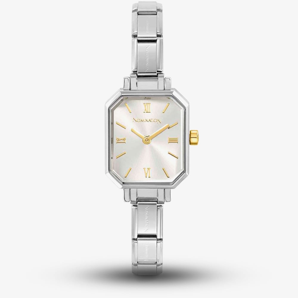 Nomination Silver Paris Rectangular Gold Numeral Watch