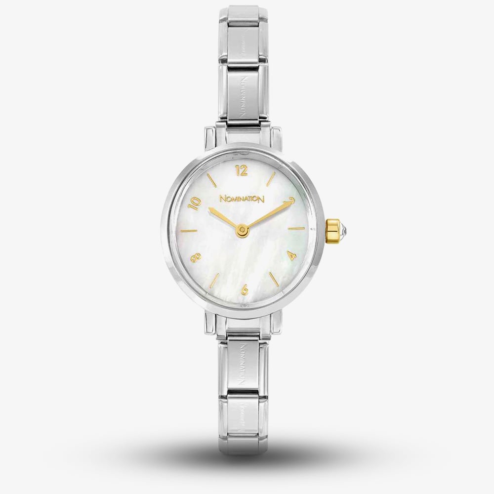 Nomination Silver Paris Mother of Pearl Gold Numeral Watch