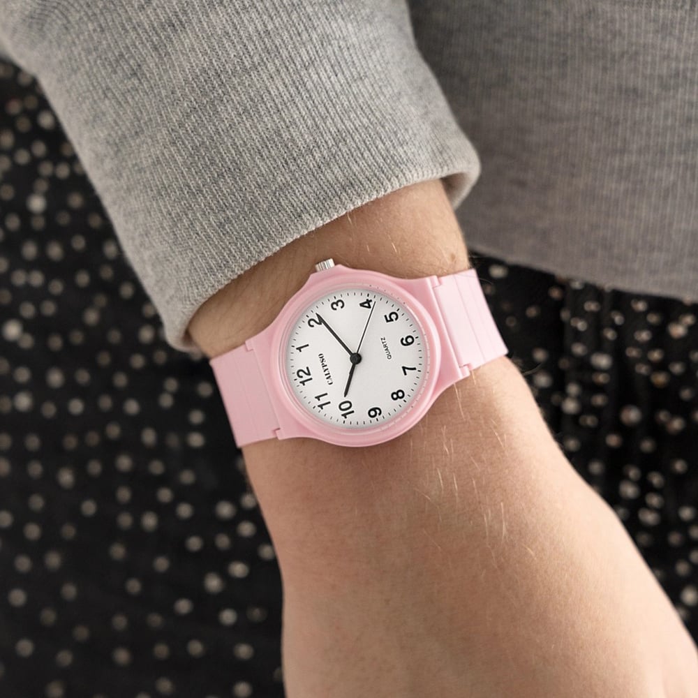 Calypso Ladies Sweet Time Pink Rubber Strap Watch K5880/2