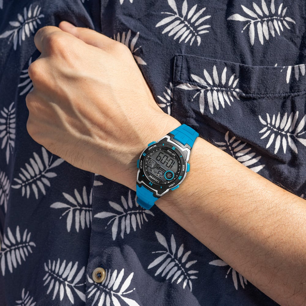Calypso Mens Digital Crush Blue Strap Watch K5853/1