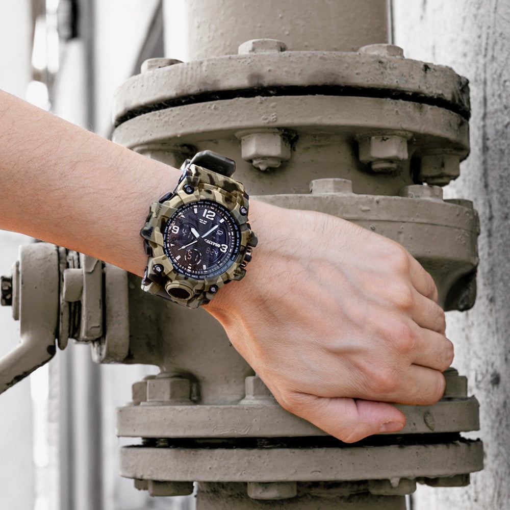Calypso Mens X-Trem Brown Camouflage Dual Display Watch K5855/1