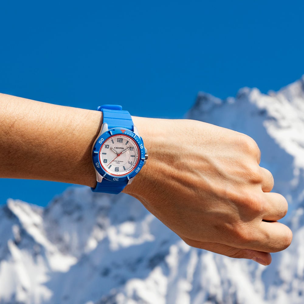 Calypso Mens Sweet Time Blue Rubber Strap Watch K5857/2