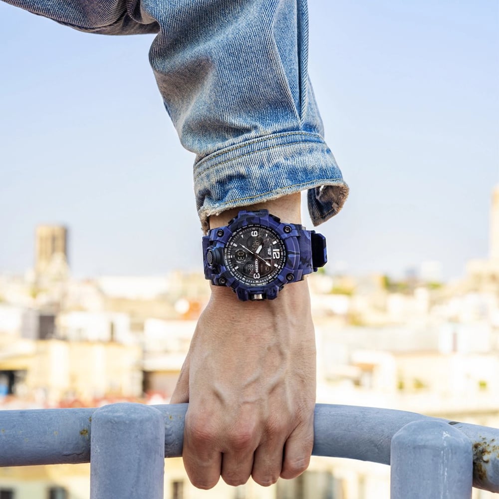 Calypso Mens X Trem Blue Camouflage Dual Display Watch K5855/2