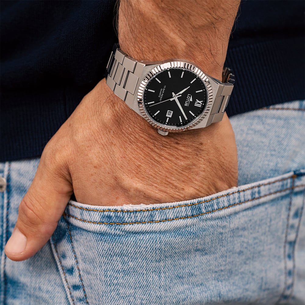 Lotus Mens Stainless Steel Black Dial Watch L18835/3