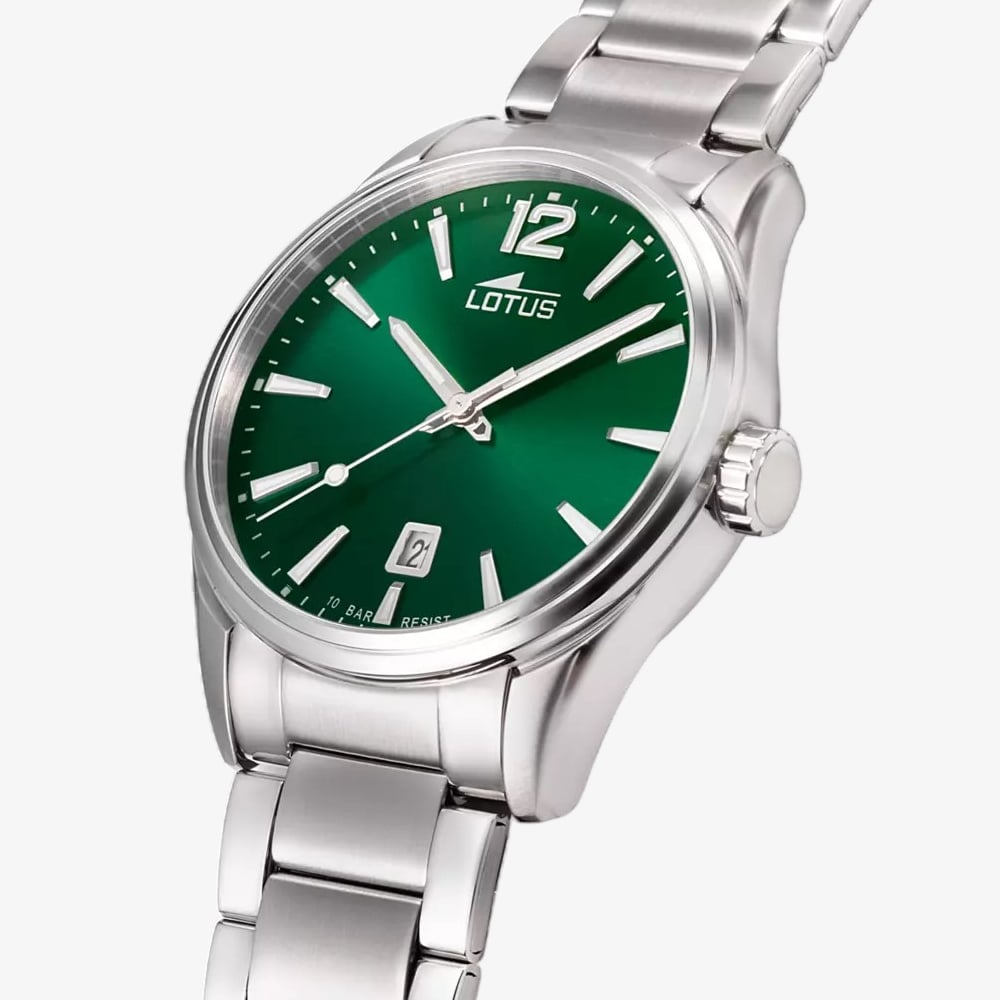 Lotus Mens Classic Stainless Steel Green Dial Watch L18692/4