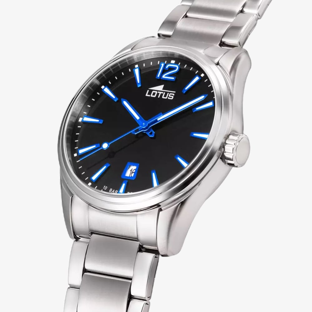 Lotus Mens Classic Stainless Steel Black Dial Watch L18692/6