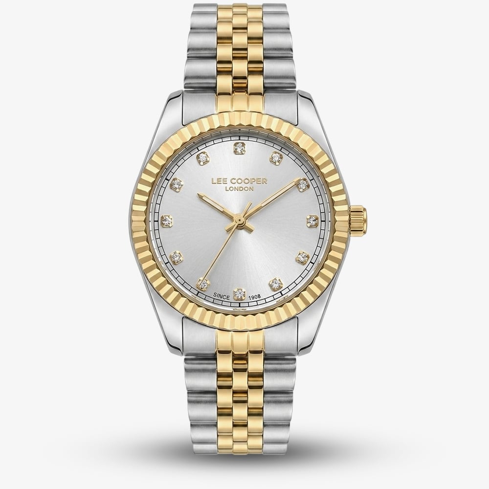 Lee Cooper Ladies Silver Crystal Dial Two Tone Bracelet Watch LC08400.230