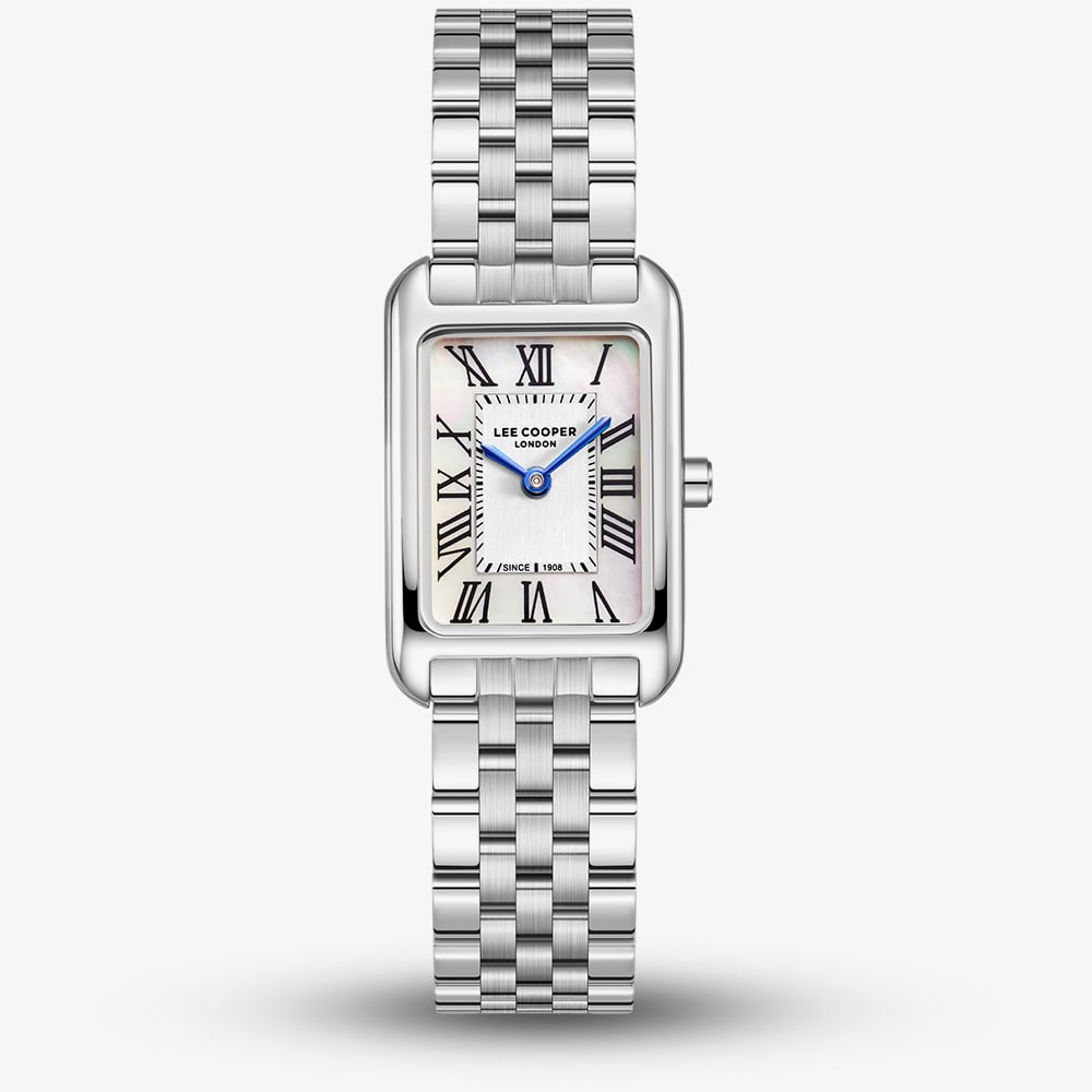Lee Cooper Ladies White Mother of Pearl Rectangle Dial Bracelet Watch LC08135.320